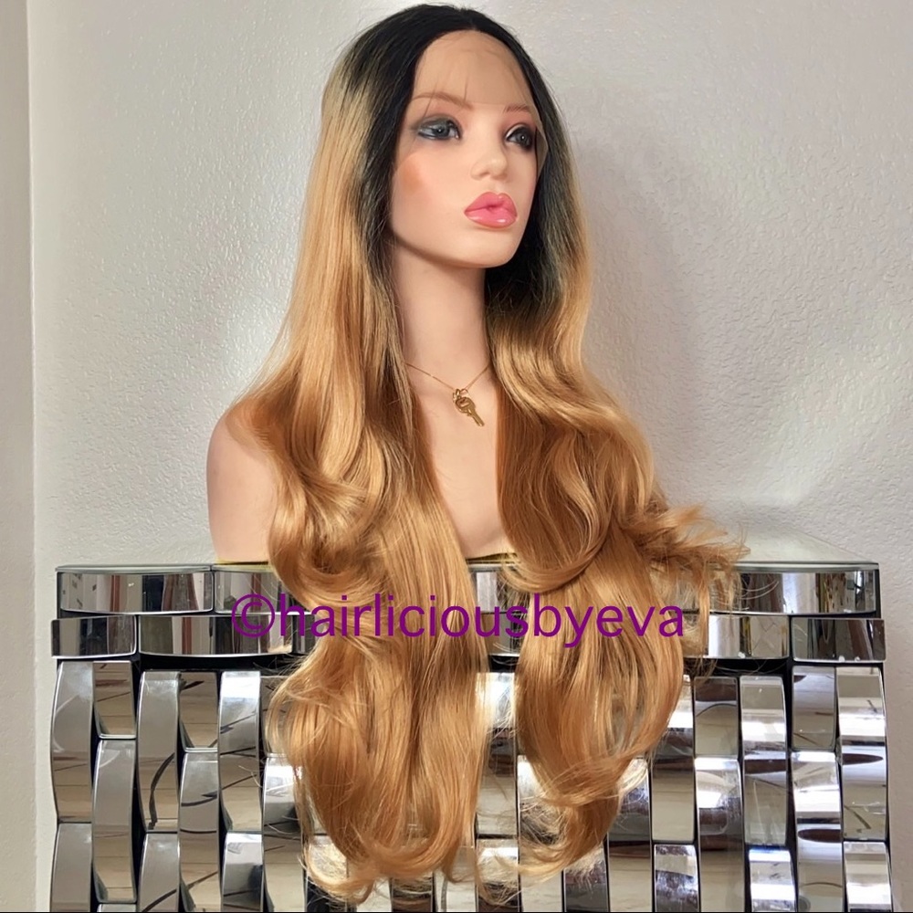 Golden blonde wig ombré lace front